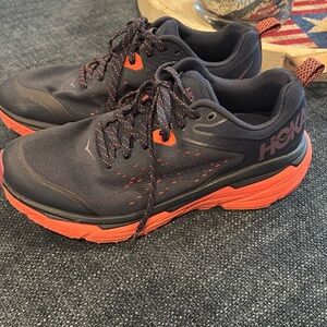 Hoka Athletic Shoes in Black and Orange